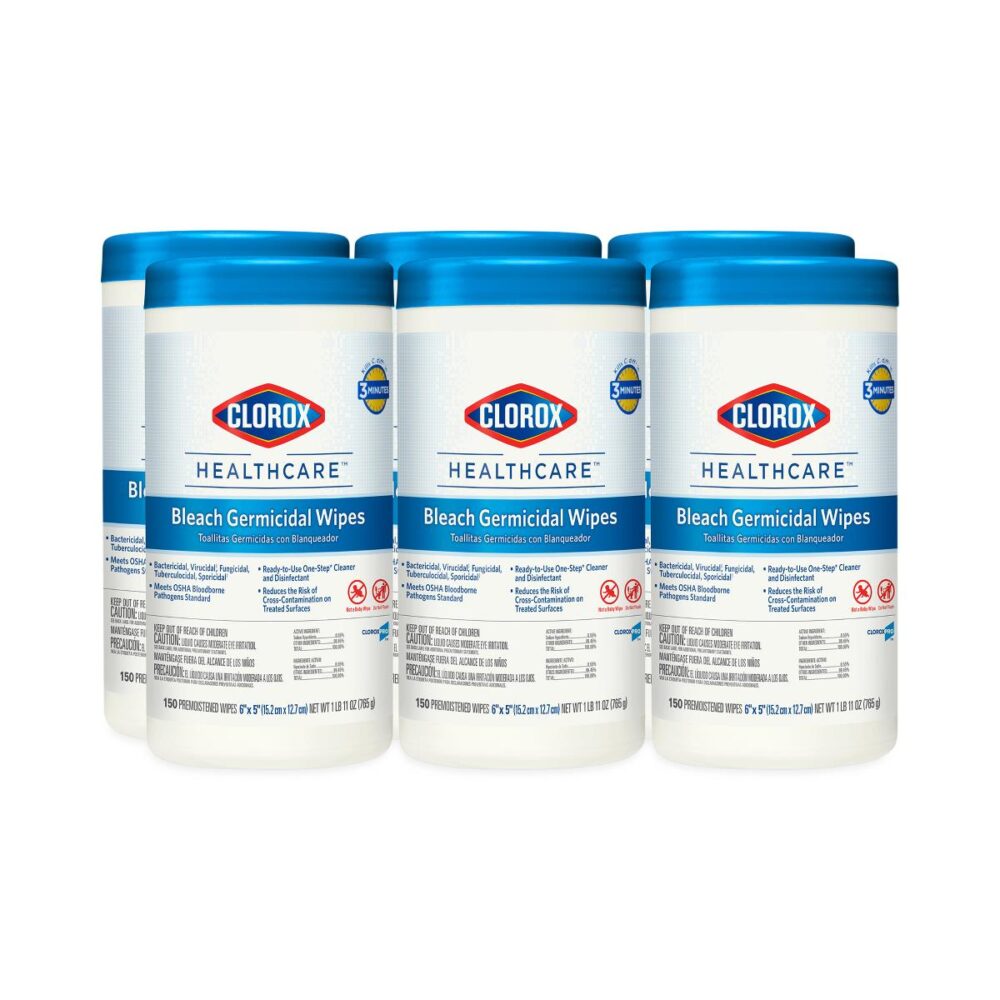 Clorox Healthcare® Bleach Germicidal Wipes, 150 ct, 6/pk - Image 2