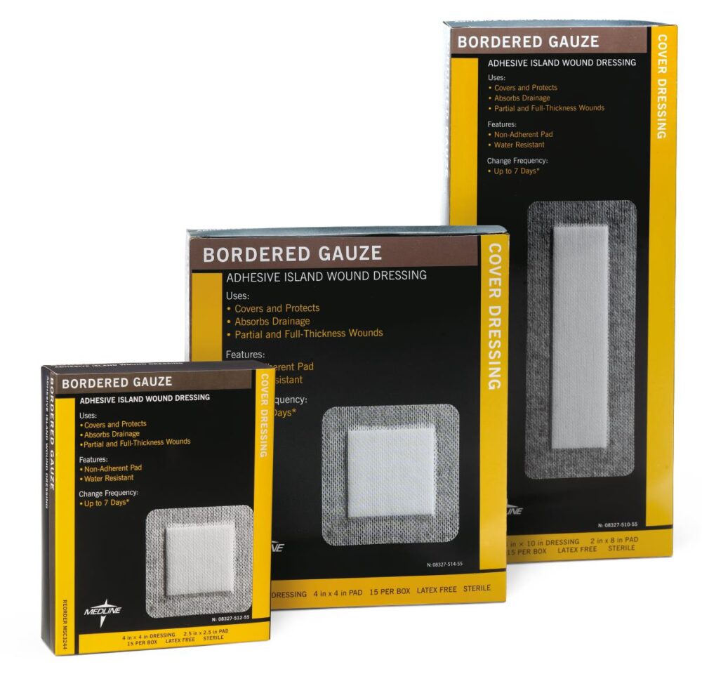 Sterile Bordered Gauze Adhesive Island Wound Dressing, 4" x 4" with 2.5" x 2.5" Pad - Image 3