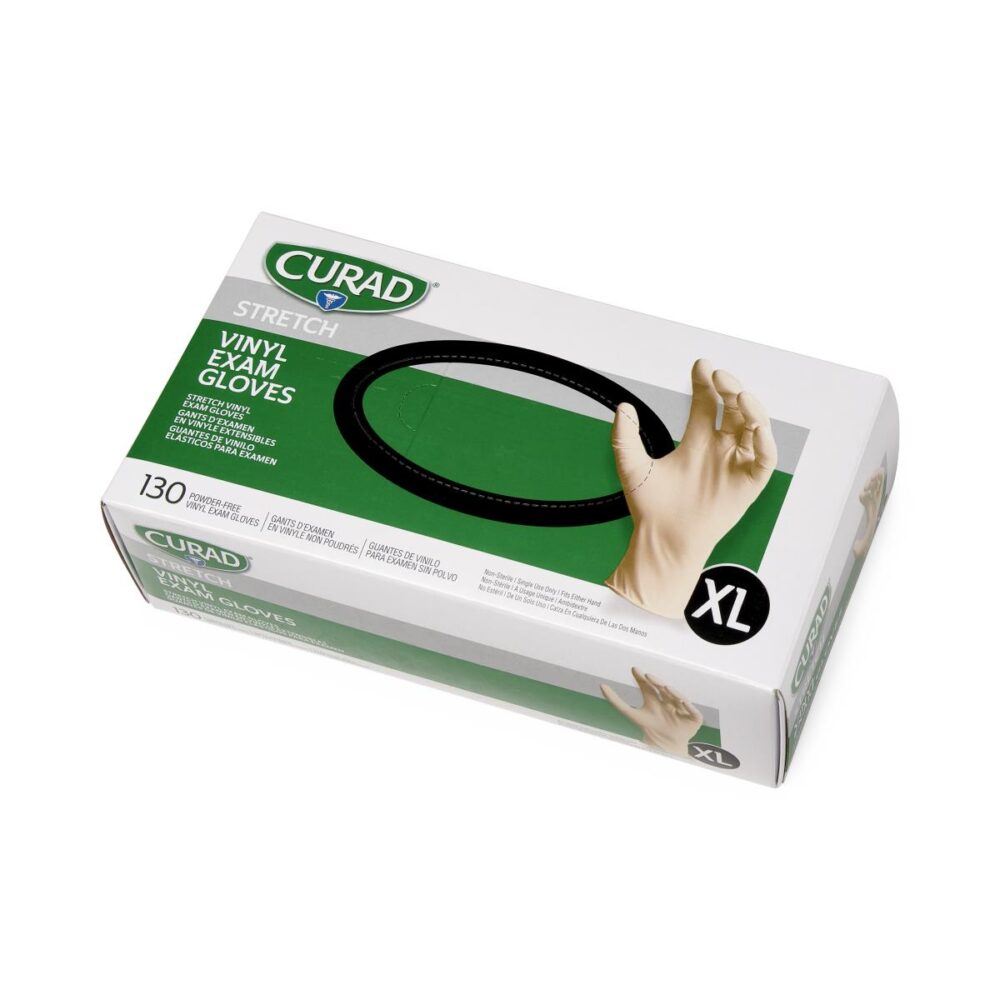 CURAD Powder-Free Stretch Vinyl Exam Gloves