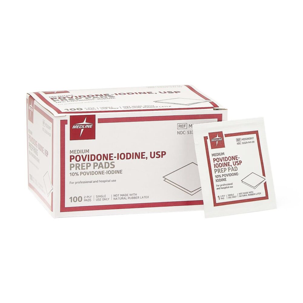 Povidone Iodine Prep Pads, Size M