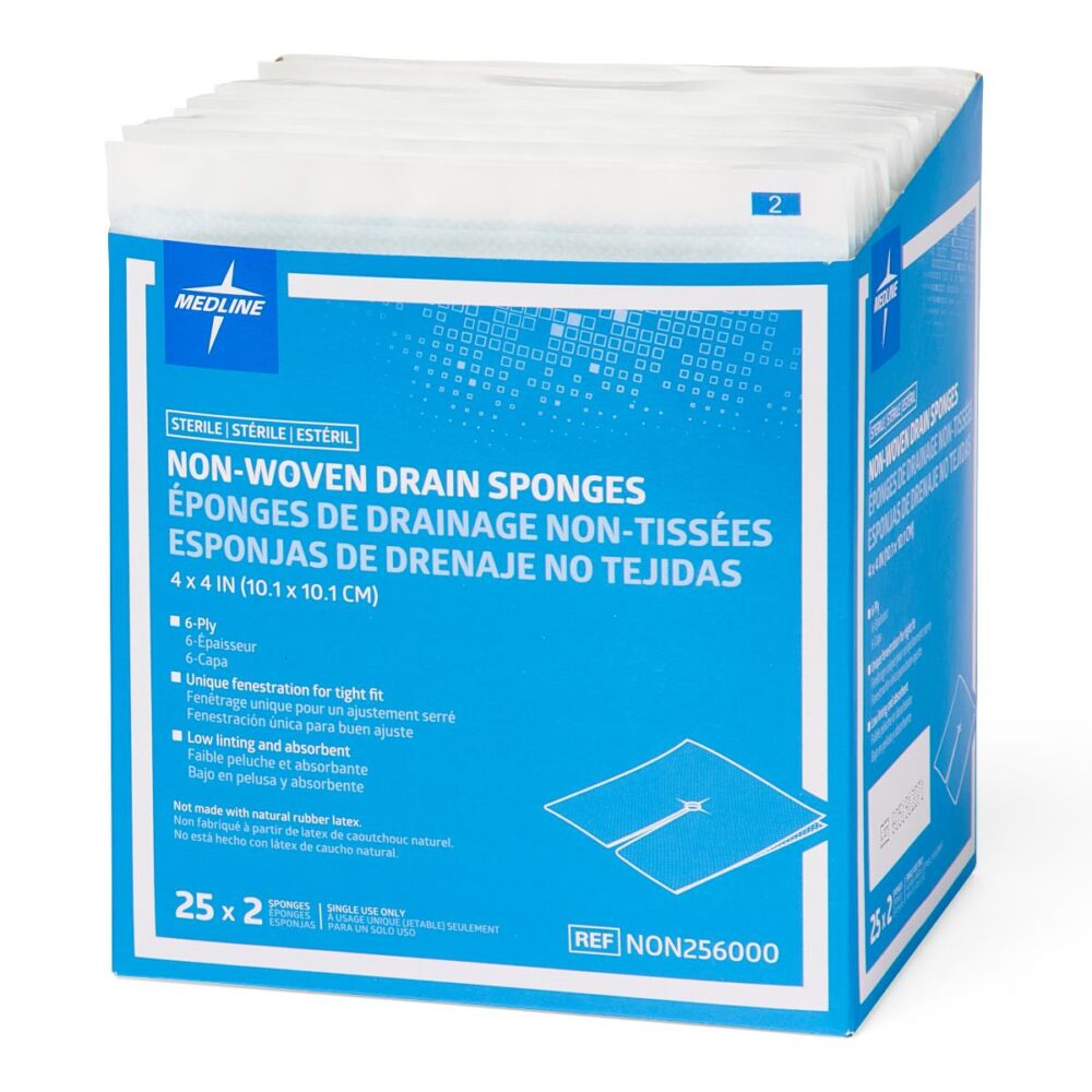 Sterile Nonwoven Gauze Drain Sponges, Premium, 6-Ply, 4" x 4", 2/Pack - Image 4