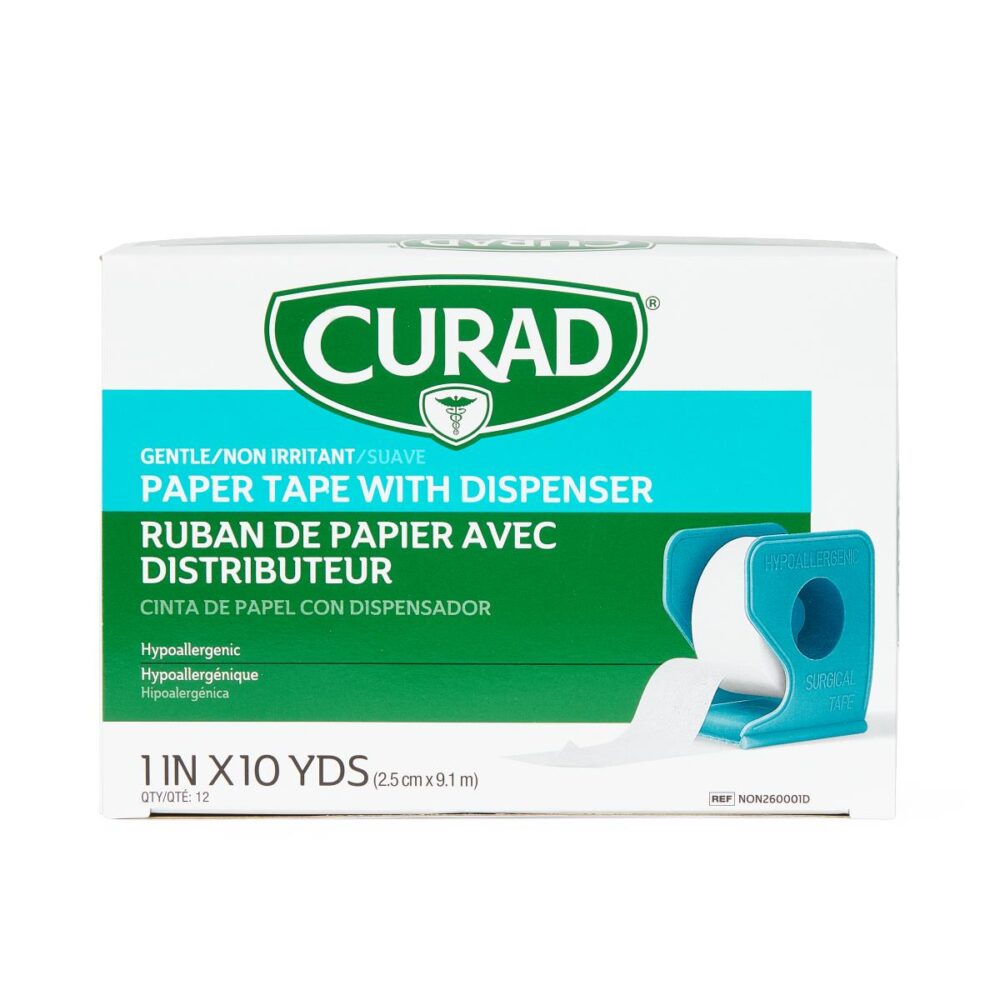 CURAD Paper Surgical Adhesive Tape with Dispenser, 1" x 10 yd.