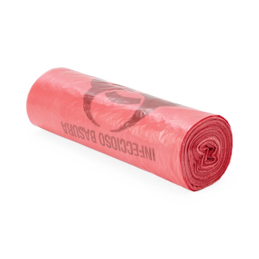 Biohazard Liner, Red, 40 x 48, 17 Mic, 25/Roll, 10 Rolls (250 Liners)/Case - Image 3