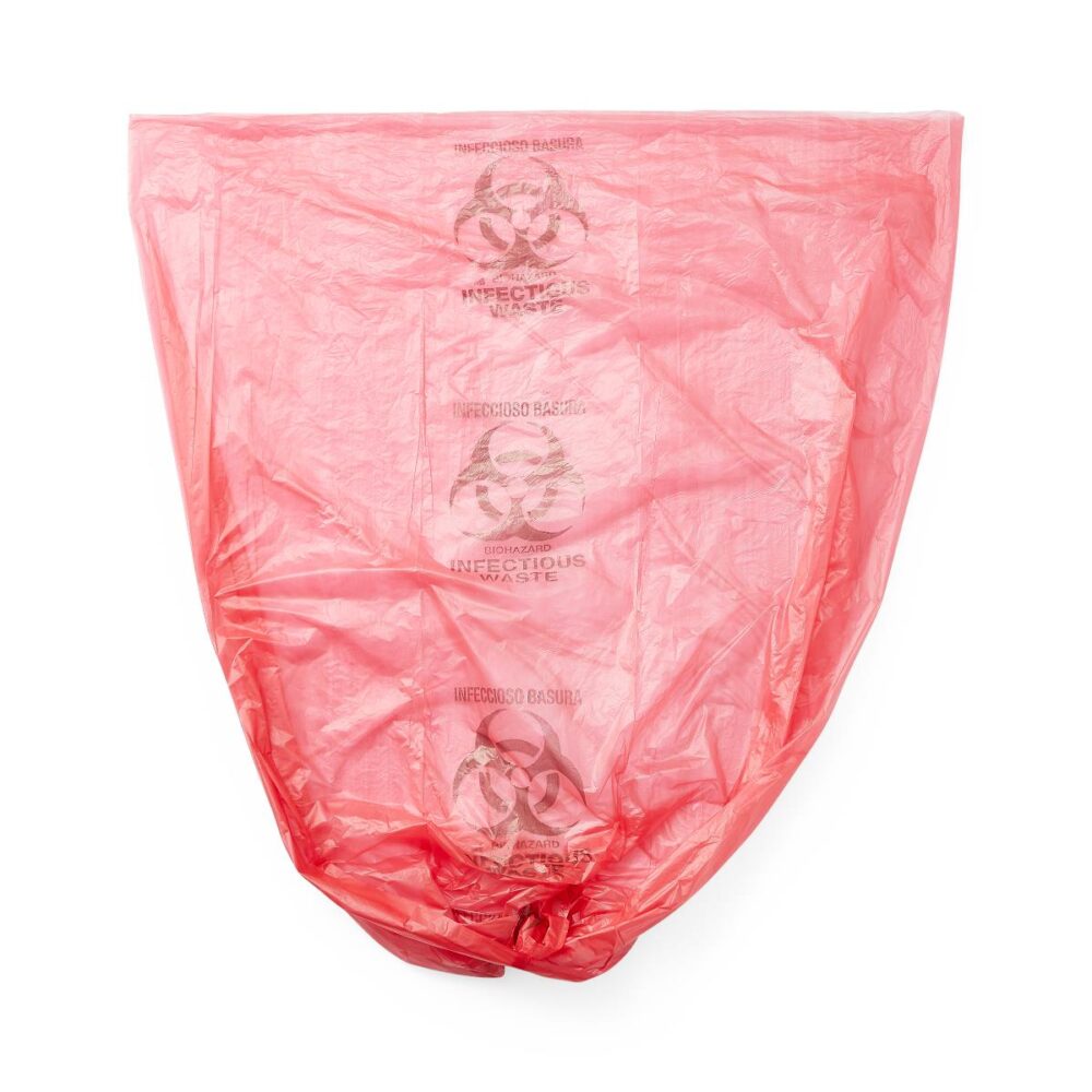 Biohazard Liner, Red, 40 x 48, 17 Mic, 25/Roll, 10 Rolls (250 Liners)/Case - Image 2