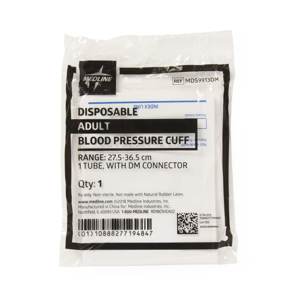 Disposable Soft Cloth 1-Tube Blood Pressure Cuff with Screw Connector, Adult