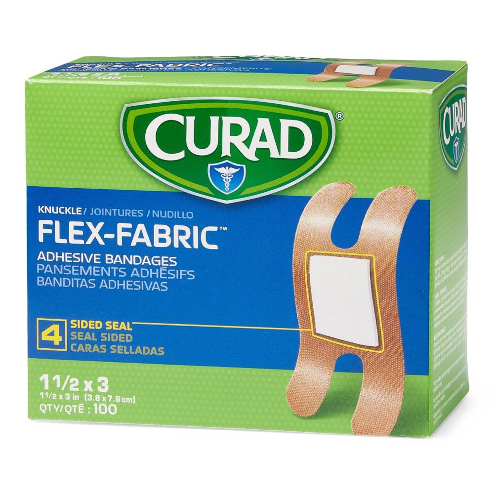 CURAD Flex-Fabric Adhesive Bandages, 1-1/2" x 3", for Knuckles, 100/Bx - Image 2