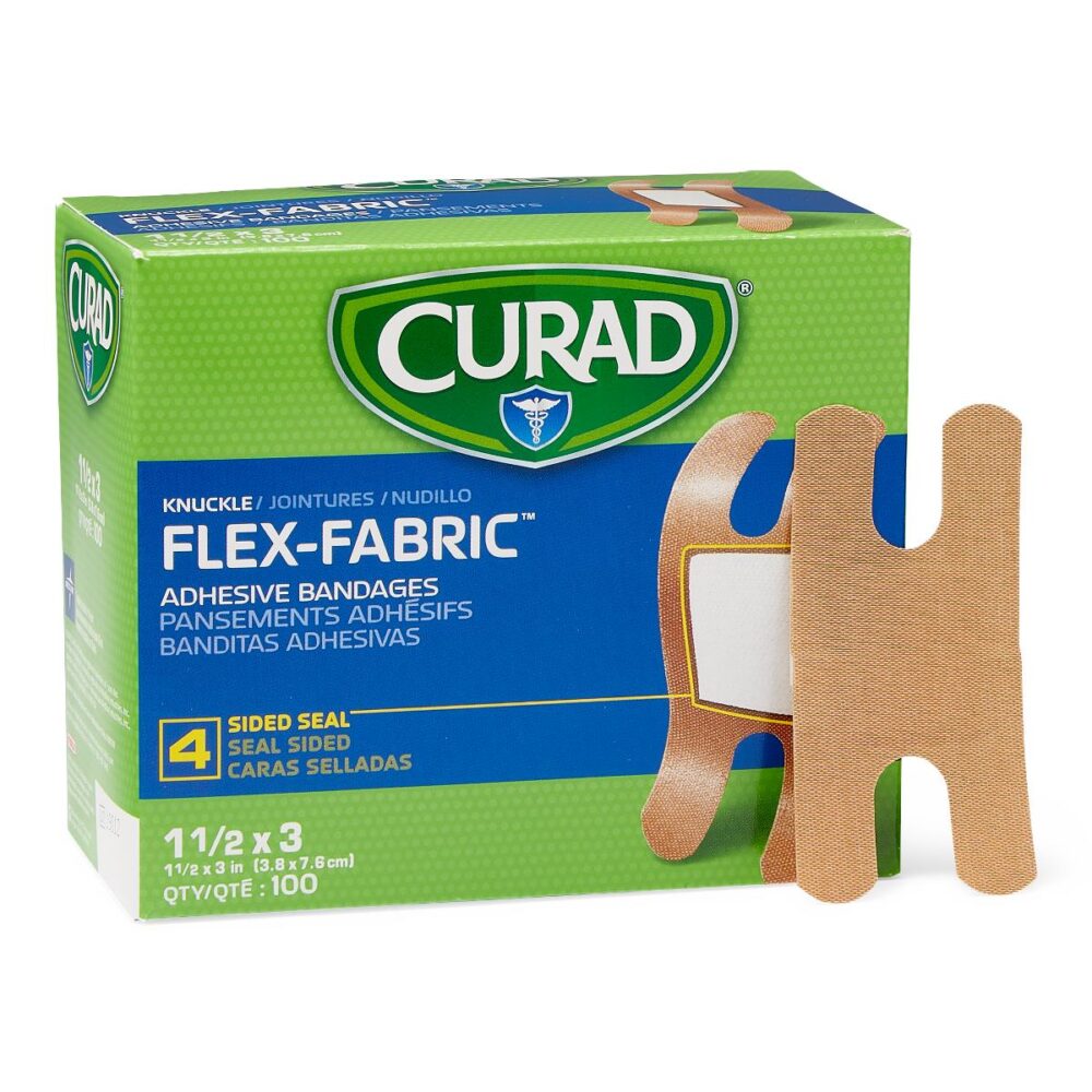 CURAD Flex-Fabric Adhesive Bandages, 1-1/2" x 3", for Knuckles, 100/Bx