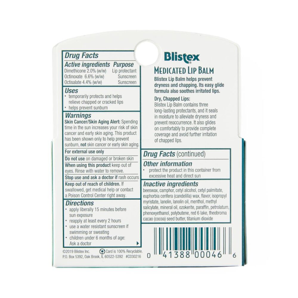 Blistex Medicated Lip Balm, SPF 15, 0.15 oz. Stick 3/BX - Image 2
