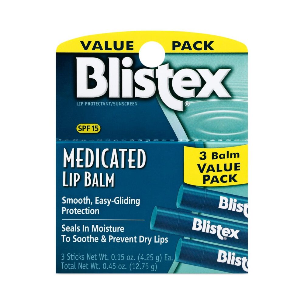 Blistex Medicated Lip Balm, SPF 15, 0.15 oz. Stick 3/BX