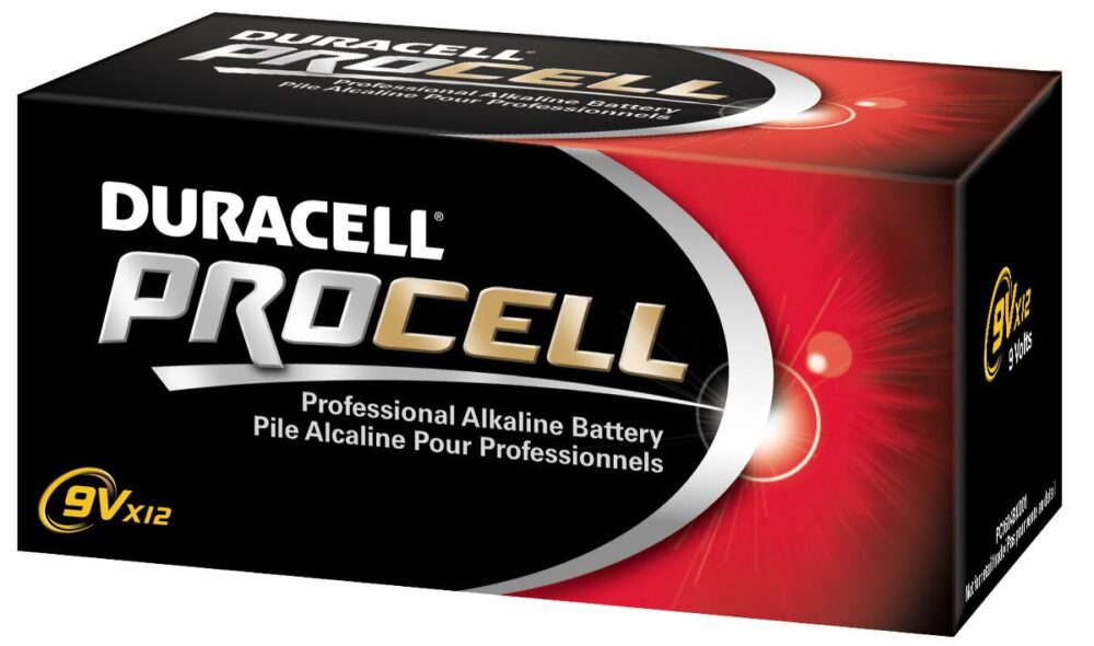 Duracell Procell Alkaline Battery, 9V 12/BX