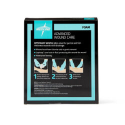 Optifoam Gentle Silicone-Faced Foam Dressing with Liquitrap Super Absorbent Core in Educational Packaging, 4" x 4" 100/CS - Image 2